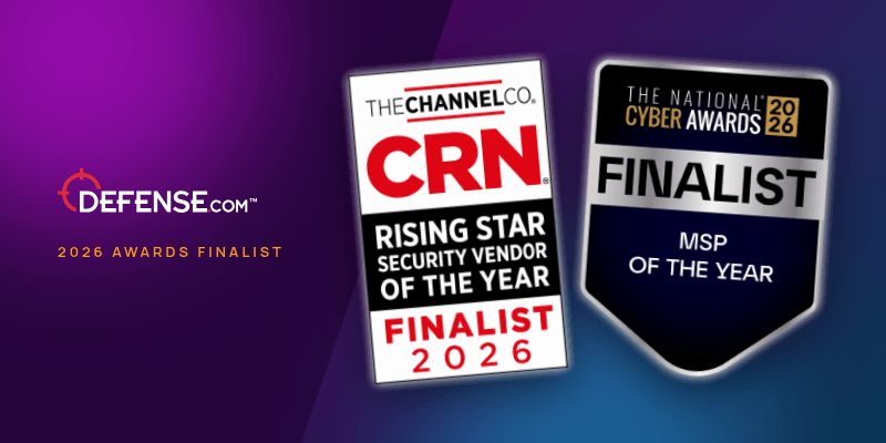 Defense.com CRN Channel Awards and National Cyber Awards 2026 finalist badges